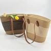 Atacado de Fabricante Bolsa Tote de Corda de Algodão Tecida Bolsa de Ombro Moda Costura Cor Contrastante Tecida à Mão Bolsa Tote de Grande Capacidade
