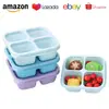 Caja de snacks de paja de trigo de cuatro compartimentos caja sellada independiente caja para dulces, pastel, fruta, conservación de alimentos frescos, compartimento para vajilla infantil