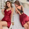 Pijama de mujer transfronterizo de Amazon, camisola de encaje sexy y a la moda sin espalda, ropa de casa para mujer de primavera y verano al por mayor