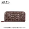 Bolsa de Mão Grande em Couro de Crocodilo Costas Zíper Único Média-Longa Carteira Masculina em Couro Genuíno Bolsa de Mão Clutch de Negócios