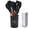 Juego de Utensilios de Cocina de Silicona, Juego de 12 Piezas de Utensilios de Cocina de Silicona Antiadherentes Resistentes al Calor, Libres de BPA, Juego de Cocina para Remover Espátula Volteador Cuchara Pinzas Batidor