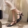 Sandálias de salto alto 2025 novo estilo coreano tira sapatos de bico fino vento de fada salto fino sandálias de salto alto femininas atacado