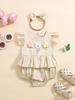 Ropa para bebé con envoltura para pedos Verano Recién nacido Ropa de una pieza Flor tridimensional Ropa para gatear para bebé niña vestido Ropa para bebé