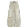 Jeans Vintage Desgastados y Rotos con Diseño de Costuras Visibles para Hombre, Nuevo Estilo de Invierno, Pantalones Anchos de Trabajo Holgados Estilo Páramo para Mujer