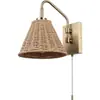 Luminária de Parede Americana Country para Cabeceira Amazon Transfronteiriça com Cabo de Tomada Quarto Casa de Fazenda Corda de Cânhamo Rattan Corredor de Parede Lâmpada