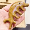 Pente massageador multifuncional de seis bordas de madeira e cinco dentes, pente de cabo longo, sândalo, cinco dedos, cinco dentes, tendão, dentes grandes, pente de madeira fofo