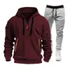 Traje de Sudadera Deportiva Otoño e Invierno Transfronterizo 2024 para Hombre con Cremallera Sudaderas Ropa Deportiva Traje Suéter Suéter Conjunto de Dos Piezas