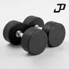 Halteres redondos com cabeça preta revestida, ferro fundido maciço, peso fixo para yoga, fitness em casa, venda direta de fábrica, somente atacado