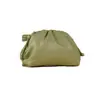 Bolsa Plissada de Couro Macio Feminina 2024 Nova Bolsa Clutch Simples Bolsa de Festa Cor Sólida Textura Bolsa de Ombro Transversal Bolsa de Clipe