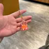 Chaveiro de acrílico transparente com areia movediça de desenho animado, pingente de bolsa, pequeno presente para crianças, decoração de carro