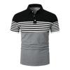 Polo de comercio exterior transfronterizo europeo y americano con solapa y combinación de colores, camisa de impresión digital, camiseta de manga corta con cremallera para hombre