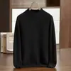 Suéter de Cashmere Masculino Outono e Inverno Novo Gola Alta Espessado Cor Lisa Tricô Suéter Tricotado Casual de Negócios Camisa Básica Tricotada