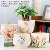 Vaso de flor para suculenta cerâmica grés respirável diâmetro grande suculenta toco velho vaso alto planta suculenta criativa anel de resina wrap