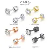 Brincos de tarraxa Amazon Fashion em aço inoxidável com zircônia de quatro garras para mulheres, dois lados, diamante duplo, brincos de aço titânio, brinco de cartilagem, atacado de fábrica