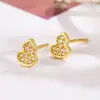 Aretes Pequeños Nuevos Estilo Calabaza para Mujer, Aretes de Moda y Tendencia Tachonados con Diamantes, Diseño Exquisito, Accesorios para Orejas Simples y Elegantes Estilo Estudiante