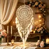 Apanhador de Sonhos Criativo de Crochê Europeu e Americano Pena Sino de Vento Pendurado Entrada de Casa Decoração de Interior Casamento Fundo Pingente Grande