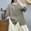 Camisa de Xadrez com Gola de Renda Estilo Literário Retrô para Mulheres, Camisa de Algodão com Gaze de Algodão de Camada Dupla, Manga Longa, Jaqueta Fina para Proteção Solar Preguiçosa
