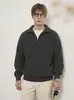 Suéter de punto con cremallera y cuello medio para hombre de otoño e invierno, suéter de manga larga de color liso business casual, holgado y versátil, sudadera cálida