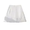 Saia de Algodão Linho com Ruffle na Barra, Sensação de Gelo, Estilo Desejo Puro para Mulheres, Saia Bolo de Cintura Alta Anti-Exposição para Outono, Saia Curta Emagrecimento