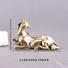 Figura de Caballo de Latón Estilo Vintage para la Riqueza, Animal del Zodiaco Decoración del Hogar, Adorno de Mesa de Centro para Sala de Estar, Artesanía de Mascota de Té, Decoración de Mesa de Té