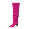 Nuevas botas de invierno de moda europea y americana con punta puntiaguda y tacón cónico, botas de mujer de exportación alta, tacón súper alto, talla grande, sexys, por encima de la rodilla, de goma