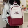 Nueva Mochila Escolar para Estudiante de Secundaria Femenina Mochila Nueva de Gran Capacidad Estampado de Letras Versión Coreana Color de Contraste Estudiante Universitario