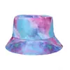 Chapéu de Pescador Verão Transfronteiriço Novo Estilo Tie-Dye com Aba Larga, Circunferência de Cabeça Grande e Topo Plano para Homens e Mulheres, Chapéu de Proteção Solar para Exterior Personalização