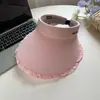 Sombrero de Sol de Verano con Protección UV para Mujer, Protección UV para Exteriores, Encaje a la Moda, Ala Ancha, Estilo Diadema, Sombrero de Sol de Seda Helada de Copa Abierta