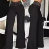 Pantalones de Pierna Ancha Casual Rectos Sueltos de Cintura Alta con Cinturón Hueco Moda Femenina de Comercio Exterior Europeo y Americano Verano 2023