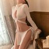 Suéter de Cuello Alto con Tirantes Escotado Lencería Sexy Conjunto de Dos Piezas Pura Pasión Mujer Sexy Madura Revelando Pechos y Espalda Seducción