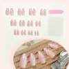 Uñas Francesas Rayadas Blancas Sencillas Postizas Arte de Uñas Postizas Pegatinas para Uñas Uñas Removibles