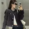 Chaqueta azul marino de alta gama, estilo nuevo 2026, manga larga, corta, de un solo botón, estilo vintage, corte holgado, top versátil