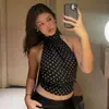Ropa de mujer estilo ins europeo y americano verano 2026 nueva moda patrón de lunares único top sin mangas halter sin tirantes sin espalda