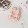 Portatarjetas Abanico de 3 pulgadas con Borde Fruncido para Niñas, Colgante para Almacenamiento de Fotos, Bolsa Estudiante Hueca para Almacenamiento de Auriculares, Portatarjetas