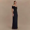 Estilo Ins Transfronterizo Nuevo Vestido Halter de Cuello de una Línea Sexy Malla Costuras Cintura Color Puro Espalda Descubierta Falda Larga