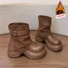 Botas Martin de Plataforma para Mujer 2026 Nuevas Otoño/Invierno Felpa Plus Botines Acortadores de Altura Botas Holgadas para Mujer Acortadores de Altura con Botas para Falda