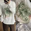 Recomendação PrincipalColeção Nova Yuran 26 Início da Primavera: Camisa Longa Oversized com Estampa de Selo Vintage em Tecido de Algodão e Linho de Algodão