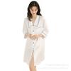 Pijama de Verano Personalizado para Mujer, Camisón Sexy Estilo Francés de Seda Hielo con Mangas Tres Cuartos, Ropa de Casa Casual Blanca, Estilo Perezoso, Estilo de Lujo Ligero
