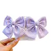 Grampo de Cabelo com Laço de Renda Pequeno e Fresco em Xadrez Estilo Coreano Acessórios de Cabelo Headwear Estilo Preppy Gentil para Meninas na Parte de Trás da Cabeça