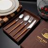 Juego de Cubiertos de Acero Inoxidable Multifuncional para el Hogar Transfronterizo, Juego de Cuatro Piezas con Mango de Madera, Juego de Vajilla Occidental de Grado Alimenticio, Venta al por Mayor Personalizada