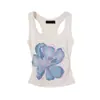 Camisola com Estampa Floral para Mulheres, Peça de Roupa para o Verão, Cobertura Lateral nos Seios, Top Base Justo ao Corpo, Regata Elegante da Moda