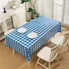 Toalha de mesa xadrez azul e branca simples, estilo INS, à prova d'água, à prova de óleo, tapete de PVC lavável para mesa de centro, uso doméstico, resistente ao calor, retangular, em estoque