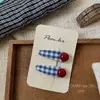 Nuevo Pasador de Pelo de Tela a Cuadros Estilo Coreano con Conejito de Dibujos Animados, Dulce Pasador Lateral a Juego para Niños, Pinza para Flequillo, Accesorio para el Cabello para Niñas
