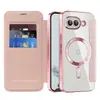 Funda Magnética de Cuero con Ranura para Tarjeta y Cubierta Protectora Dorada Shield para Google Pixel9A, Funda Magnética para Teléfono 10A