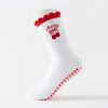 Calcetines de Media Pantorrilla para Mujer para Deportes Yoga con Encaje Bordado, Calcetines Deportivos Profesionales Antideslizantes para Entrenamiento Pilates Fitness