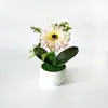 Nova Planta Mini Girassol em Vaso com Toque Realista, Crisântemo Artificial Pequeno Bonsai Decoração de Vaso de Flores Artificiais para Mesa