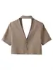 2026 Chaqueta Cardigan Nueva Estilo Commuter de Manga Corta con Cuello Solapa Vintage