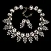 Venta Caliente Transfronteriza Elegante Set de Collar de Zafiro Set de Aretes de Cristal de Vidrio Super Brillantes Accesorios para Vestido de Banquete
