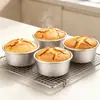 Exclusivo para ventas transfronterizas Molde redondo de aleación de aluminio anodizado de 4 pulgadas con fondo sólido para pastel de gasa, molde para hornear mousse de queso