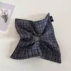 Goma para el pelo Scrunchie Cuadrada de Bufanda para el Pelo Estilo Universitario Retro Coreano a Cuadros Marinos con un Toque de Lujo y Elegancia